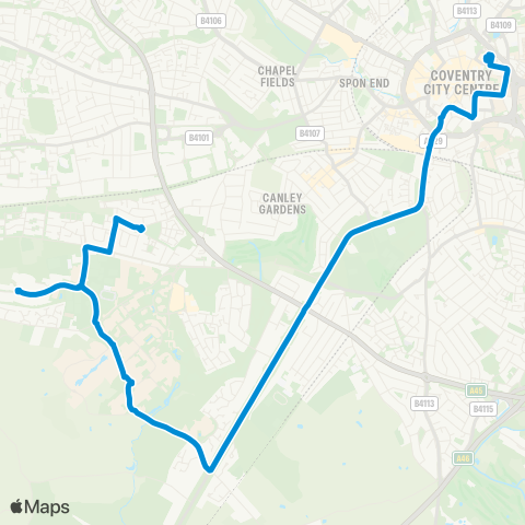 National Express Coventry Pool Meadow Bus Sta - Univ Interchange map