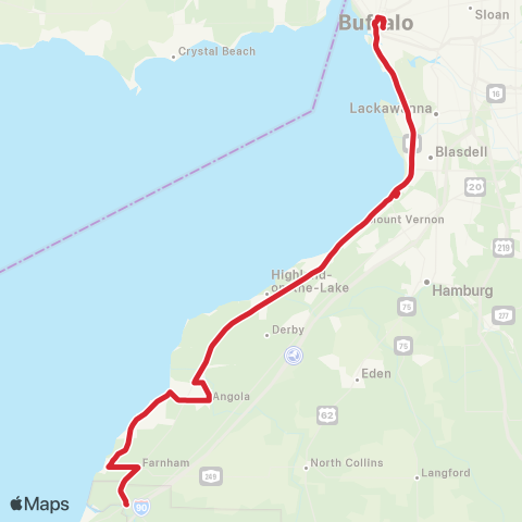 NFTA Lakeshore Express map