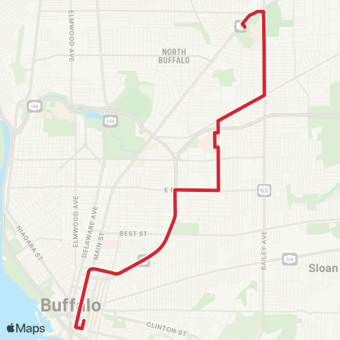 NFTA Eastside Express map
