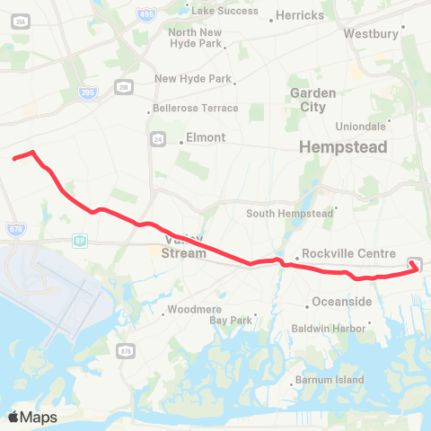 NICE Bus Merrick Rd Express map