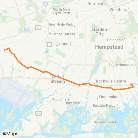 NICE Bus Merrick Rd Local map