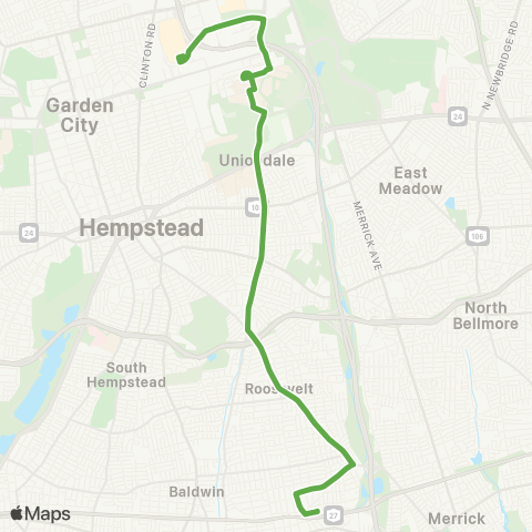 NICE Bus Babylon Tp / Uniondale Av map