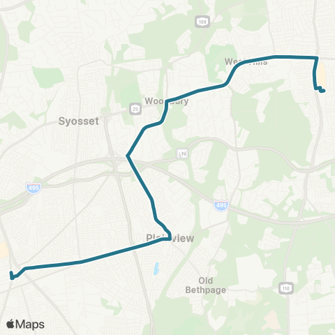 NICE Bus Manetto Hill Rd / Jericho Tp map