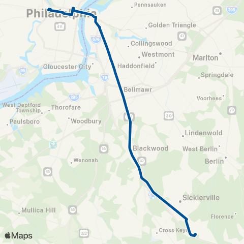 NJ Transit Avandale-30th Street Philadelphia map