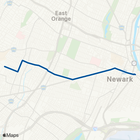 NJ Transit Newark - Ivy Hill Express map