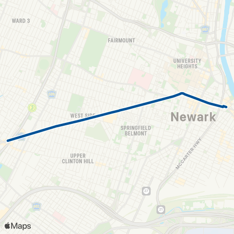 NJ Transit go25 Springfield Avenue map