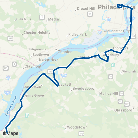 NJ Transit Pennsville - Philadelphia map
