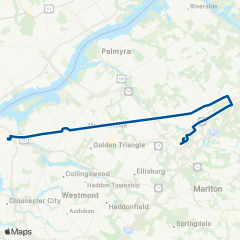 NJ Transit Camden - Merchantville - Moorestown Mall map