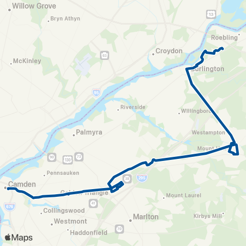 NJ Transit Camden - Mt. Holly - Florence map