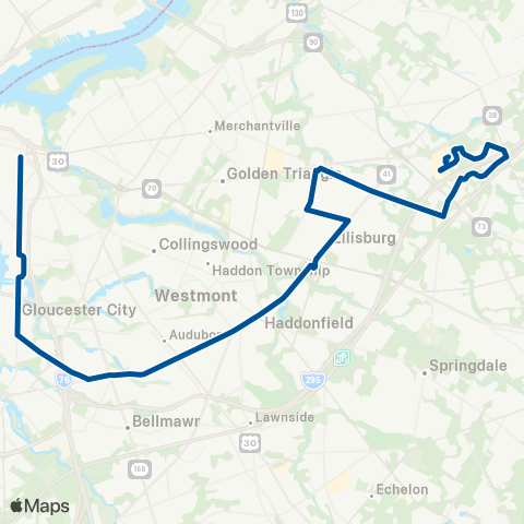 NJ Transit Moorestown Mall - Camden map
