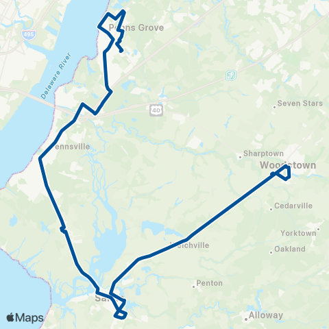NJ Transit Penns Grove - Salem - Woodstown map