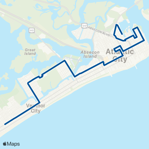 NJ Transit Atlantic City - Ventnor Plaza - Margate map