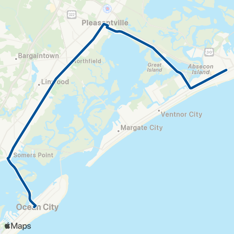 NJ Transit Atlantic City - Ocean City map