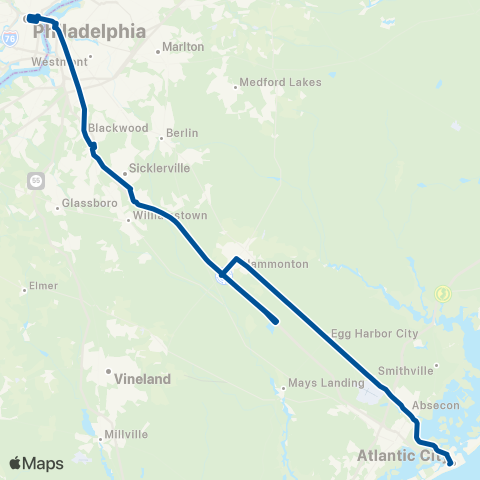 NJ Transit Philadelphia-Atlantic City map