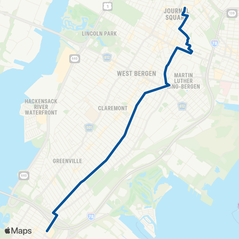 NJ Transit Ocean Avenue - Journal Square map