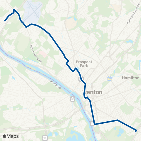 NJ Transit Ewing - Trenton - Independence Plaza map