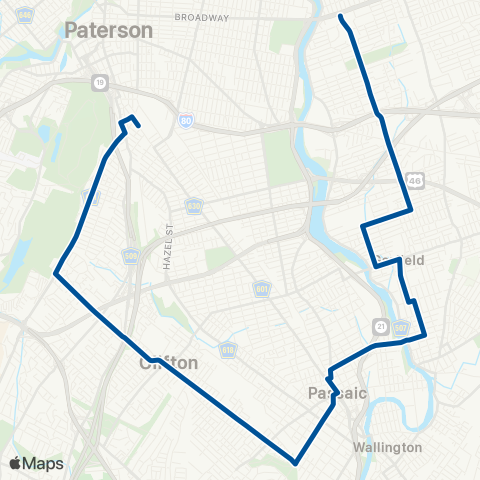 NJ Transit Paterson - Elmwood Park map
