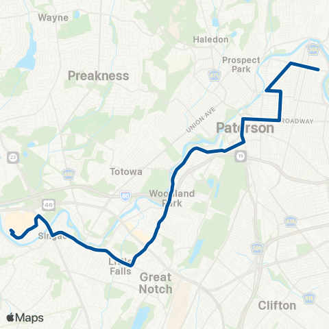 NJ Transit Paterson - Willowbrook Mall map