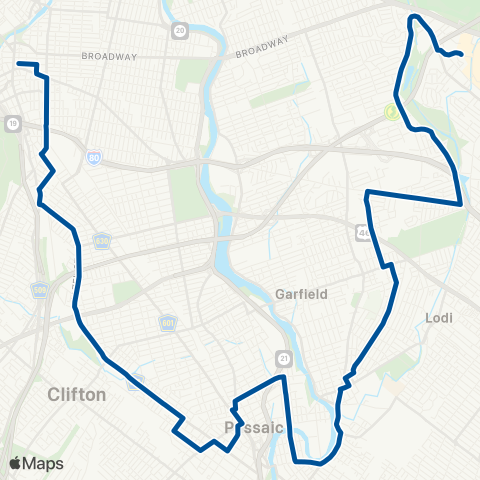 NJ Transit Paterson - Paramus map