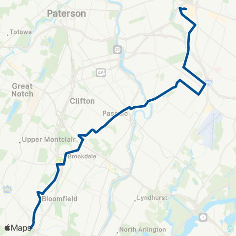 NJ Transit Bloomfield - Passaic - Paramus map