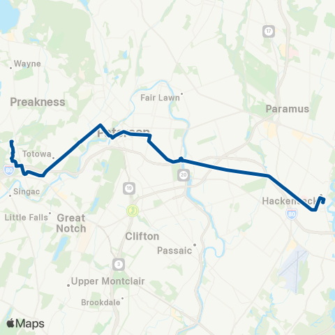 NJ Transit Hackensack - Paterson - Willowbrook Mall map