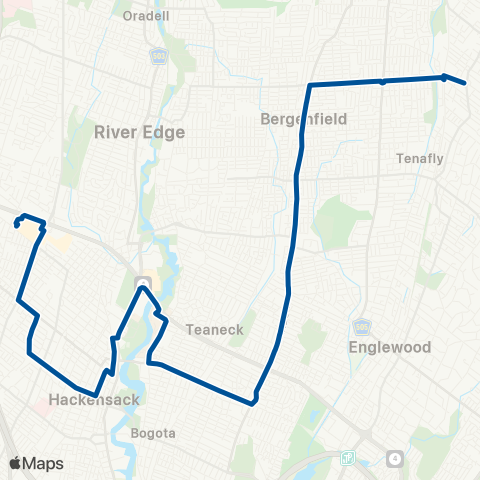 NJ Transit New Milford - Paramus map