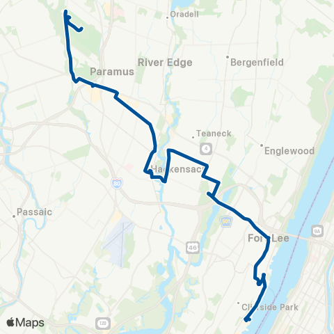 NJ Transit Paramus - Fort Lee - Edgewater map