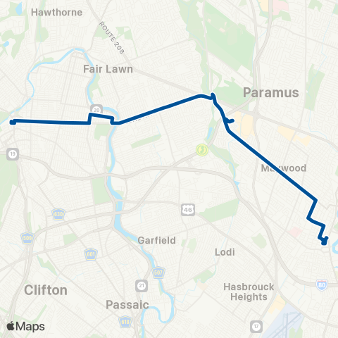NJ Transit Paterson - Hackensack map