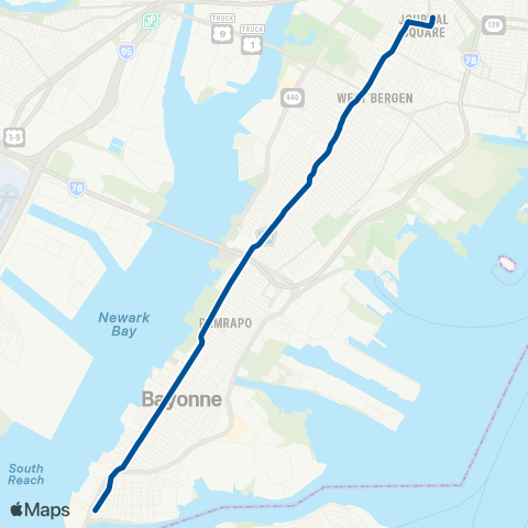NJ Transit Bayonne - Jersey City map