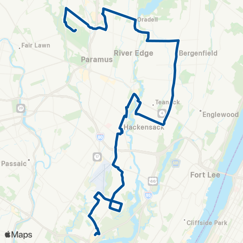 NJ Transit Paramus - Hackensack - American Dream map