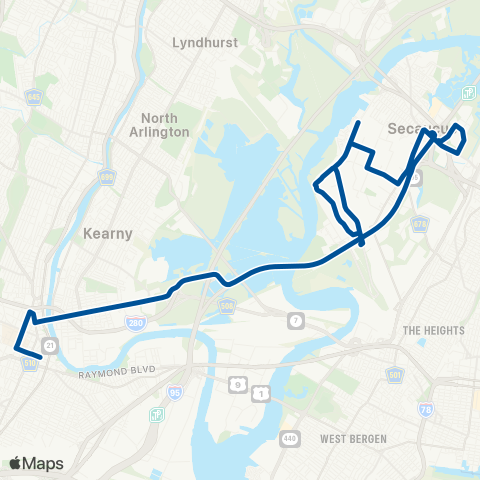 NJ Transit Newark - Secaucus map