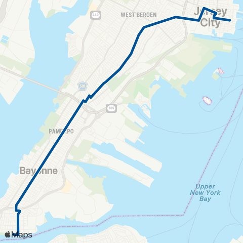 NJ Transit Bayonne - Jersey City map