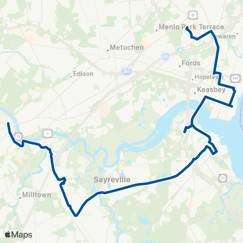 NJ Transit New Brunswick-E Brunswick-Woodbridge Ctr map
