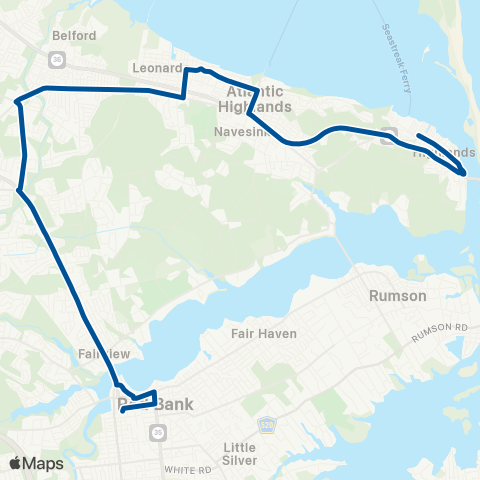 NJ Transit Red Bank - Highlands map