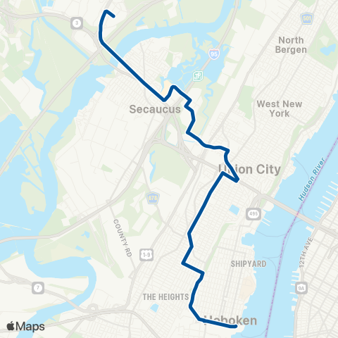 NJ Transit American Dream - Mill Creek - Hoboken map
