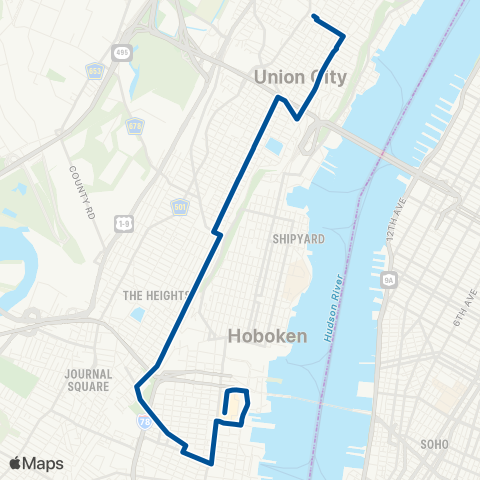 NJ Transit Union City - Jersey City - Newport Ctr Mall map