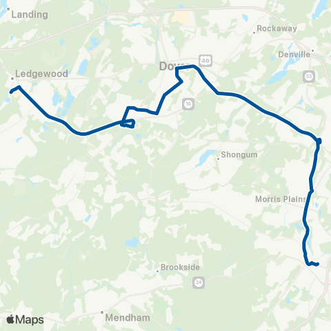 NJ Transit Morristown - Dover - Roxbury map