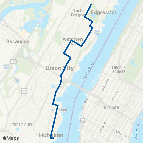 NJ Transit North Bergen - Hoboken map