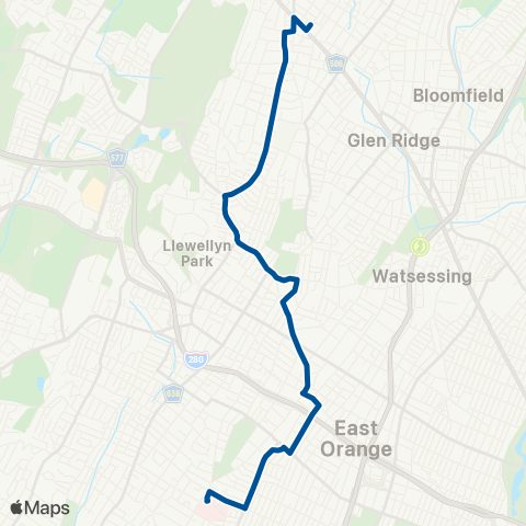 NJ Transit East Orange - Montclair map
