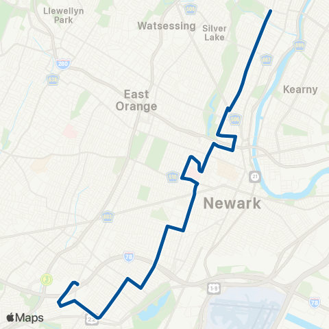 NJ Transit Clifton Avenue Crosstown map