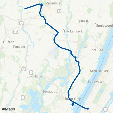 NJ Transit Elmwood Park-Hackensack-New York map