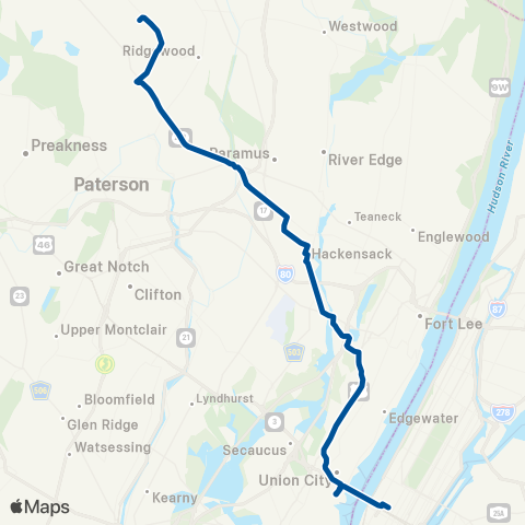 NJ Transit Midland Park - New York map