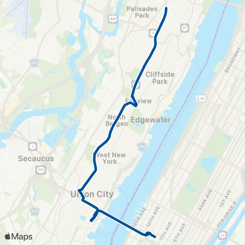 NJ Transit Fort Lee-Palisades Park-New York map