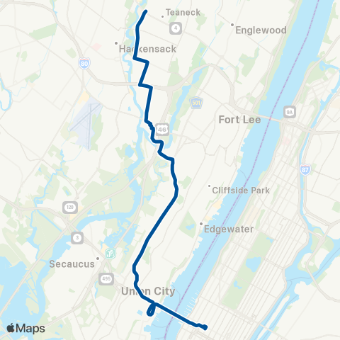 NJ Transit Bogota-Ridgefield Park-New York map