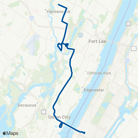 NJ Transit Teaneck-Ridgefield Park-New York map