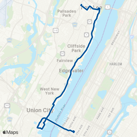NJ Transit Fort Lee-Edgewater-New York map