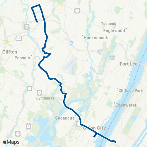 NJ Transit Elmwood Park - Wallington - New York map