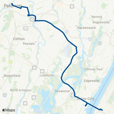 NJ Transit Paterson - Passaic - New York map