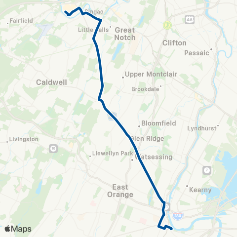 NJ Transit Newark - Willowbrook map