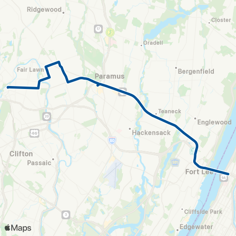 NJ Transit Paterson - New York (GWB) map